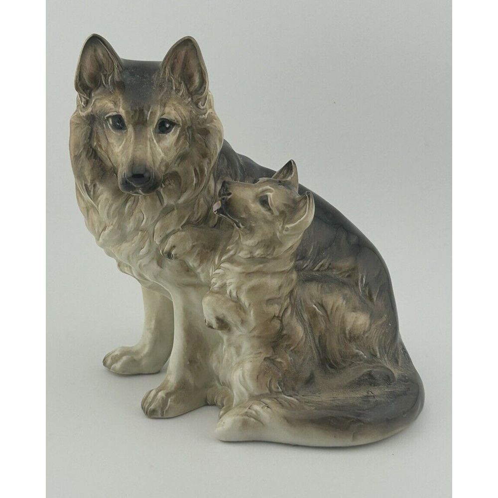 Vintage Porcelain Dog Figurines Statue - Made in Japan - 5.5" Tall